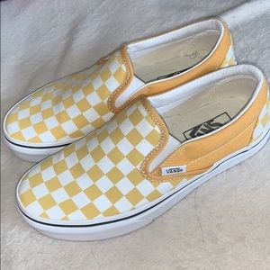 Worn once yellow checkered vans